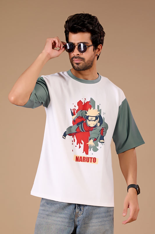 White Premium Fabric Oversized Printed T Shirt For Men